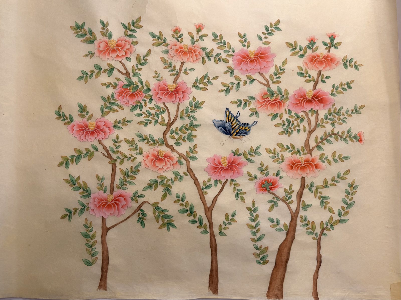 화훼도 — flowering garden with a butterfly